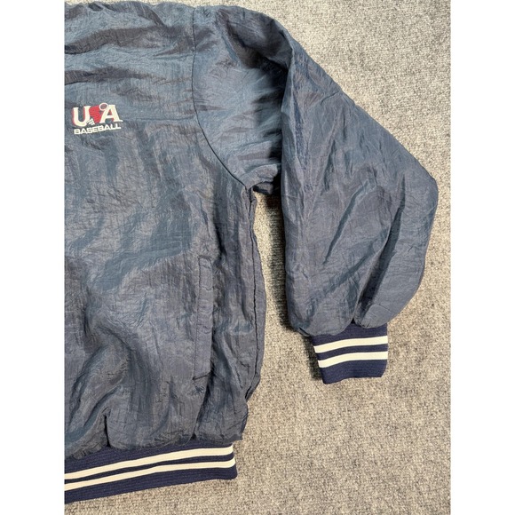 USA Baseball Jacket Mens 2XL Navy Windbreaker Pullover Made in USA Hartwell - Picture 3 of 12